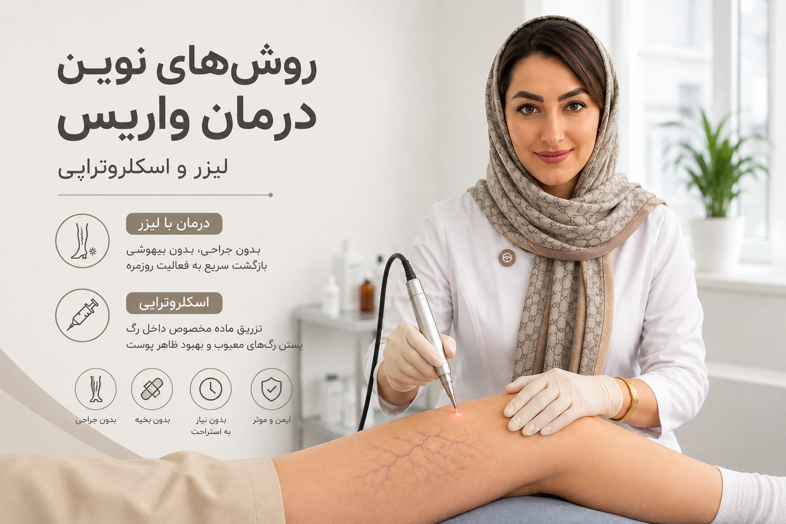 روش‌های نوین درمان واریس از اسکلروتراپی گرفته تا لیزر
